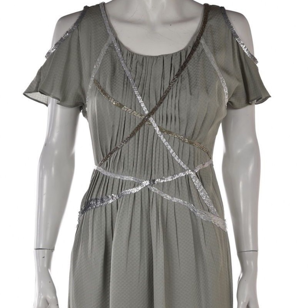 BCBGMaxazria Runway Dress Gray Sheath Knee Length